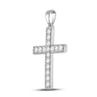 Radiant Faith: 10kt White Gold Diamond Cross Pendant Side view from the 10Kt White Gold Womens Round Diamond Cross Pendant 1 2 Cttwpin280439 collection by Splendid Jewellery