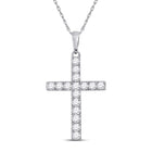 Ethereal Faith Diamond Cross Pendant Top view from the 10Kt White Gold Womens Round Diamond Cross Pendant 1 2 Cttwpin280494 collection by Splendid Jewellery