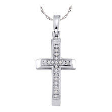 Load image into Gallery viewer, Splendid Jewellery 10kt White Gold Diamond Cross Pendant Top view from the 10Kt White Gold Womens Round Diamond Cross Pendant 1 20 Cttwpin80741 collection by Splendid Jewellery