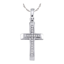 Splendid Jewellery 10kt White Gold Diamond Cross Pendant Top view from the 10Kt White Gold Womens Round Diamond Cross Pendant 1 20 Cttwpin80741 collection by Splendid Jewellery