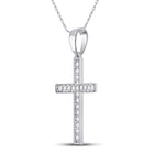 Radiant Diamond Cross Pendant | 10kt White Gold Womens Round Diamond Cross Pendant 1/20 Cttw Side view from the 10Kt White Gold Womens Round Diamond Cross Pendant 1 20 Cttwpin280437 collection by Splendid Jewellery