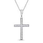 Radiant Diamond Cross Pendant | 10kt White Gold Womens Round Diamond Cross Pendant 1/20 Cttw Top view from the 10Kt White Gold Womens Round Diamond Cross Pendant 1 20 Cttwpin280437 collection by Splendid Jewellery
