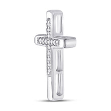 Load image into Gallery viewer, Radiant Reflections: 10kt White Gold Diamond Cross Pendant Side view from the 10Kt White Gold Womens Round Diamond Cross Pendant 1 20 Cttwpin284052 collection by Splendid Jewellery