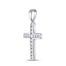 Load image into Gallery viewer, Radiant Faith Diamond Cross Pendant Side view from the 10Kt White Gold Womens Round Diamond Cross Pendant 1 3 Cttwpin280460 collection by Splendid Jewellery