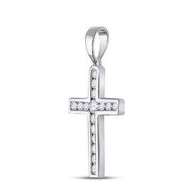 Radiant Faith Diamond Cross Pendant Side view from the 10Kt White Gold Womens Round Diamond Cross Pendant 1 3 Cttwpin280460 collection by Splendid Jewellery