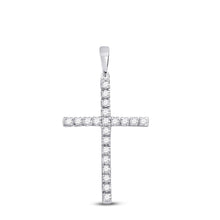 Load image into Gallery viewer, Radiant Love Diamond Cross Pendant Top view from the 10Kt White Gold Womens Round Diamond Cross Pendant 1 3 Cttwpin280463 collection by Splendid Jewellery