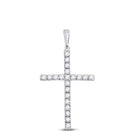 Radiant Love Diamond Cross Pendant Top view from the 10Kt White Gold Womens Round Diamond Cross Pendant 1 3 Cttwpin280463 collection by Splendid Jewellery