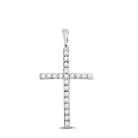 Radiant Love Diamond Cross Pendant Top view from the 10Kt White Gold Womens Round Diamond Cross Pendant 1 3 Cttwpin280463 collection by Splendid Jewellery