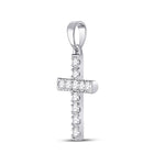 Radiant White Gold Diamond Cross Pendant: A Timeless Symbol of Faith and Elegance Side view from the 10Kt White Gold Womens Round Diamond Cross Pendant 1 4 Cttwpin280497 collection by Splendid Jewellery