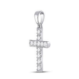Radiant White Gold Diamond Cross Pendant: A Timeless Symbol of Faith and Elegance Side view from the 10Kt White Gold Womens Round Diamond Cross Pendant 1 4 Cttwpin280497 collection by Splendid Jewellery