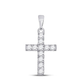 Radiant White Gold Diamond Cross Pendant: A Timeless Symbol of Faith and Elegance Top view from the 10Kt White Gold Womens Round Diamond Cross Pendant 1 4 Cttwpin280497 collection by Splendid Jewellery