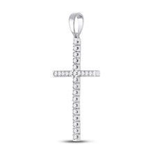 Load image into Gallery viewer, Radiant Grace Diamond Cross Pendant Side view from the 10Kt White Gold Womens Round Diamond Cross Pendant 1 4 Cttwpin280461 collection by Splendid Jewellery