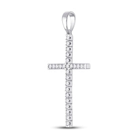 Radiant Grace Diamond Cross Pendant Side view from the 10Kt White Gold Womens Round Diamond Cross Pendant 1 4 Cttwpin280461 collection by Splendid Jewellery