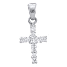 Load image into Gallery viewer, Radiant Faith Diamond Cross Pendant Top view from the 10Kt White Gold Womens Round Diamond Cross Pendant 1 4 Cttwpin88221 collection by Splendid Jewellery