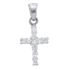Radiant Faith Diamond Cross Pendant Top view from the 10Kt White Gold Womens Round Diamond Cross Pendant 1 4 Cttwpin88221 collection by Splendid Jewellery