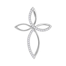 Load image into Gallery viewer, 10kt White Gold Sparkling Diamond Cross Pendant - A Symbol of Elegance and Grace Top view from the 10Kt White Gold Womens Round Diamond Cross Pendant 1 4 Cttwpin204022 collection by Splendid Jewellery