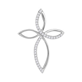 10kt White Gold Sparkling Diamond Cross Pendant - A Symbol of Elegance and Grace Top view from the 10Kt White Gold Womens Round Diamond Cross Pendant 1 4 Cttwpin204022 collection by Splendid Jewellery