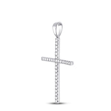 Load image into Gallery viewer, Exquisite Brilliance Diamond Cross Pendant Side view from the 10Kt White Gold Womens Round Diamond Cross Pendant 1 4 Cttwpin280498 collection by Splendid Jewellery