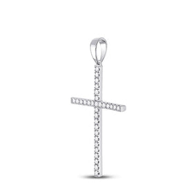 Exquisite Brilliance Diamond Cross Pendant Side view from the 10Kt White Gold Womens Round Diamond Cross Pendant 1 4 Cttwpin280498 collection by Splendid Jewellery
