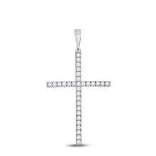 Load image into Gallery viewer, Exquisite Brilliance Diamond Cross Pendant Top view from the 10Kt White Gold Womens Round Diamond Cross Pendant 1 4 Cttwpin280498 collection by Splendid Jewellery