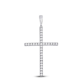 Exquisite Brilliance Diamond Cross Pendant Top view from the 10Kt White Gold Womens Round Diamond Cross Pendant 1 4 Cttwpin280498 collection by Splendid Jewellery