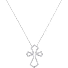 Load image into Gallery viewer, Radiant Reflections: 10kt White Gold Diamond Cross Pendant  Top View from Splendid Jewellery