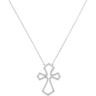 Radiant Reflections: 10kt White Gold Diamond Cross Pendant  Top View from Splendid Jewellery