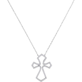Radiant Reflections: 10kt White Gold Diamond Cross Pendant  Top View from Splendid Jewellery
