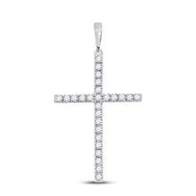 Load image into Gallery viewer, Radiant Grace Diamond Cross Pendant Top view from the 10Kt White Gold Womens Round Diamond Cross Pendant 1 4 Cttwpin280461 collection by Splendid Jewellery