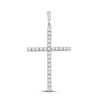 Radiant Grace Diamond Cross Pendant Top view from the 10Kt White Gold Womens Round Diamond Cross Pendant 1 4 Cttwpin280461 collection by Splendid Jewellery