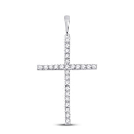 Radiant Grace Diamond Cross Pendant Top view from the 10Kt White Gold Womens Round Diamond Cross Pendant 1 4 Cttwpin280461 collection by Splendid Jewellery