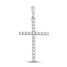 Load image into Gallery viewer, Radiant Faith Diamond Cross Pendant Top view from the 10Kt White Gold Womens Round Diamond Cross Pendant 1 5 Cttwpin280416 collection by Splendid Jewellery