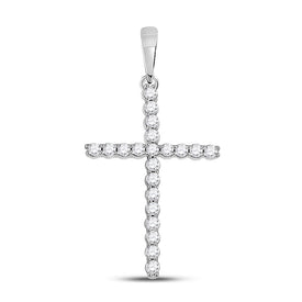 Radiant Faith Diamond Cross Pendant Top view from the 10Kt White Gold Womens Round Diamond Cross Pendant 1 5 Cttwpin280416 collection by Splendid Jewellery