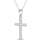 Radiant Reflections: 10kt White Gold Womens Round Diamond Cross Pendant Side view from the 10Kt White Gold Womens Round Diamond Cross Pendant 1 5 Cttwpin280496 collection by Splendid Jewellery