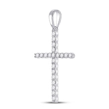Load image into Gallery viewer, Radiant Faith Diamond Cross Pendant Side view from the 10Kt White Gold Womens Round Diamond Cross Pendant 1 5 Cttwpin280416 collection by Splendid Jewellery