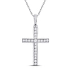 Radiant Reflections: 10kt White Gold Womens Round Diamond Cross Pendant Top view from the 10Kt White Gold Womens Round Diamond Cross Pendant 1 5 Cttwpin280496 collection by Splendid Jewellery