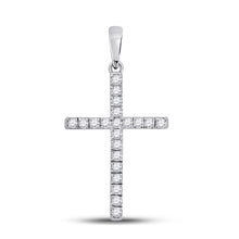 Load image into Gallery viewer, Radiant Reflections: 10kt White Gold Diamond Cross Pendant Top view from the 10Kt White Gold Womens Round Diamond Cross Pendant 1 5 Cttwpin280495 collection by Splendid Jewellery