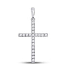 Radiant Reflections: 10kt White Gold Diamond Cross Pendant Top view from the 10Kt White Gold Womens Round Diamond Cross Pendant 1 5 Cttwpin280495 collection by Splendid Jewellery