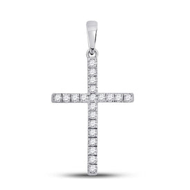 Radiant Reflections: 10kt White Gold Diamond Cross Pendant Top view from the 10Kt White Gold Womens Round Diamond Cross Pendant 1 5 Cttwpin280495 collection by Splendid Jewellery