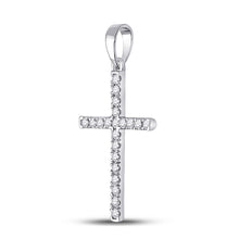 Load image into Gallery viewer, Radiant Reflections: 10kt White Gold Diamond Cross Pendant Side view from the 10Kt White Gold Womens Round Diamond Cross Pendant 1 5 Cttwpin280495 collection by Splendid Jewellery