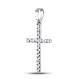 Radiant Reflections: 10kt White Gold Diamond Cross Pendant Side view from the 10Kt White Gold Womens Round Diamond Cross Pendant 1 5 Cttwpin280495 collection by Splendid Jewellery