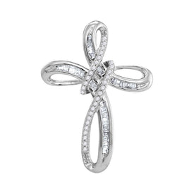 Radiant Spirit: 10kt White Gold Diamond Cross Pendant  Top View from Splendid Jewellery