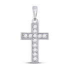 Radiant Reflections: 10kt White Gold Diamond Cross Pendant Top view from the 10Kt White Gold Womens Round Diamond Cross Pendant 1 6 Cttwpin280434 collection by Splendid Jewellery