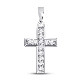 Radiant Reflections: 10kt White Gold Diamond Cross Pendant Top view from the 10Kt White Gold Womens Round Diamond Cross Pendant 1 6 Cttwpin280434 collection by Splendid Jewellery
