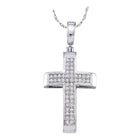 Radiant Reflections: 10kt White Gold Diamond Cross Pendant  Top View from Splendid Jewellery