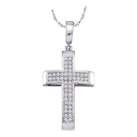 Radiant Reflections: 10kt White Gold Diamond Cross Pendant  Top View from Splendid Jewellery