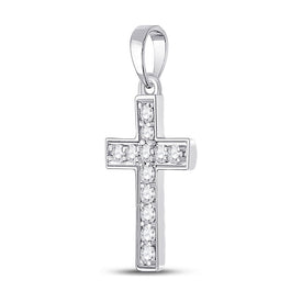 Radiant Reflections: 10kt White Gold Diamond Cross Pendant Side view from the 10Kt White Gold Womens Round Diamond Cross Pendant 1 6 Cttwpin280434 collection by Splendid Jewellery