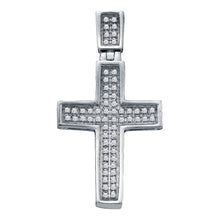 Load image into Gallery viewer, 10kt White Gold Diamond Cross Pendant - A Timeless Symbol of Faith and Elegance  Top View from Splendid Jewellery