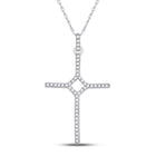 Radiant Cross of Brilliance: 10kt White Gold Diamond Pendant Top view from the 10Kt White Gold Womens Round Diamond Cross Pendant 1 6 Cttwpin221320 collection by Splendid Jewellery