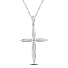 Radiant Grace: 10kt White Gold Womens Round Diamond Cross Pendant 1/8 Cttw Top view from the 10Kt White Gold Womens Round Diamond Cross Pendant 1 8 Cttwpin284002 collection by Splendid Jewellery